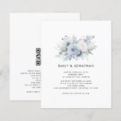 Budget blauwe bloemen QR bruiloft avond feest (Voorkant / Achterkant)