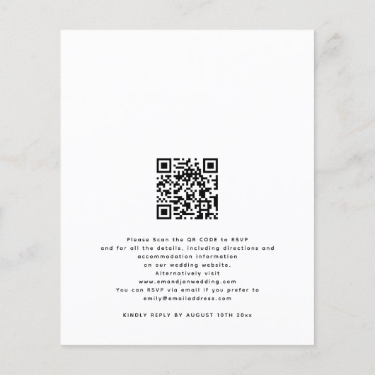 Budget blauwe bloemen QR bruiloft avond feest (Achterkant)