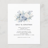 Budget blauwe bloemen QR bruiloft avond feest (Voorkant)