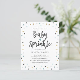 Budget Blauwe Confetti Type Baby Sprinkle Uitnodig