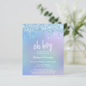  Budget Blauwe Drip Glitter Jongen Baby Shower  (Staand voorkant)