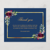 Budget blauwe floral burgundy bedankt je foto (Voorkant)