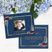 Budget blauwe floral burgundy bedankt je foto