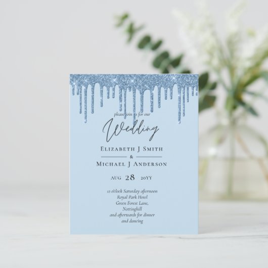 BUDGET Blauwe Glitter Bruiloft (Staand voorkant)