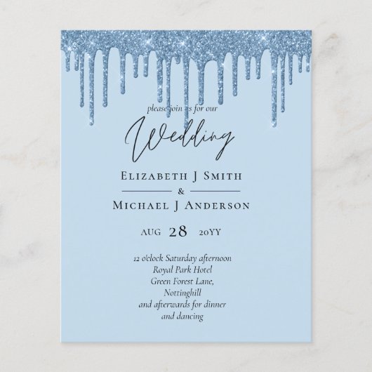 BUDGET Blauwe Glitter Bruiloft (Voorkant)