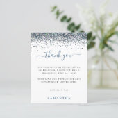 Budget Blauwe Glitters Foto Quinceanera Bedankt (Staand voorkant)