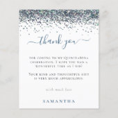 Budget Blauwe Glitters Foto Quinceanera Bedankt (Voorkant)