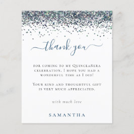 Budget Blauwe Glitters Foto Quinceanera Bedankt