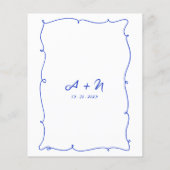 Budget Blauwe Hand getrokken Monogram QR code Brui (Achterkant)