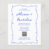 Budget Blauwe Hand getrokken Monogram QR code Brui (Voorkant)