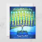 Budget blauwe Hanukkah-menorah Schijn helder kaart (Voorkant)