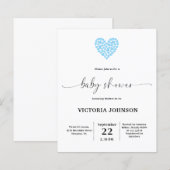 Budget Blauwe Hart Babyshower Uitnodiging (Voorkant / Achterkant)