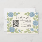 Budget Blauwe Hortensia QR Code RSVP Kaart (Voorkant)