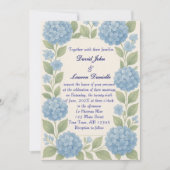 Budget Blauwe Hydrangea foto bruiloft uitnodiging (Voorkant)