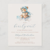 Budget Blauwe Jongen Teddydbeer QR Code Baby Showe (Voorkant)