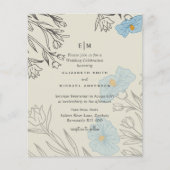 BUDGET Blauwe Klaprozen Magnolia Trouw Uitnodiging (Voorkant)