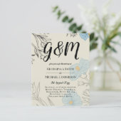 BUDGET Blauwe Klaprozen Magnolia Trouw Uitnodiging (Staand voorkant)