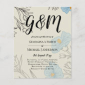 BUDGET Blauwe Klaprozen Magnolia Trouw Uitnodiging (Voorkant)