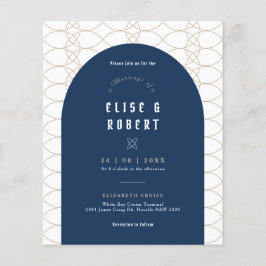 BUDGET Blauwe Klassieke Retro Trouw Uitnodiging Flyer