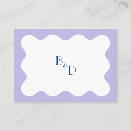 BUDGET Blauwe Lavendel Golf Bruiloft Hoofdgerecht Informatiekaartje (Achterkant)