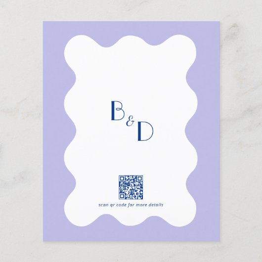 BUDGET Blauwe Lavendel Wave Monogram QR Code Bruil (Achterkant)