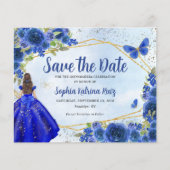 Budget Blauwe Prinses Quinceañera Save the Date (Voorkant)