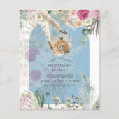 BUDGET Blauwe Roze Pampas Gras Thee Feest Shower Flyer (Voorkant)