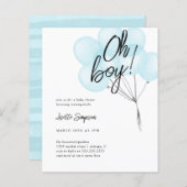 Budget blauwe Waterverf ballonnen Oh Boy Baby show (Voorkant / Achterkant)