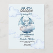 Budget Blauwe Waterverf Dragon Baby 1e Verjaardag (Voorkant)