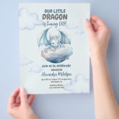 Budget Blauwe Waterverf Dragon Baby 1e Verjaardag Flyer (Hand)