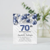 Budget Blauwe Zilveren Ballon Glitter 70ste Verjaa (Staand voorkant)