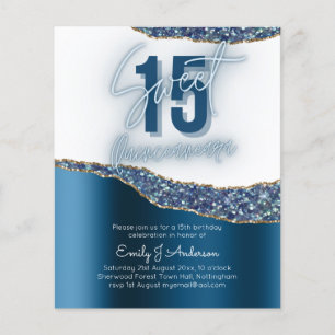 BUDGET Blauwe Zilveren Folie Glitter Quinceanera 1 Flyer