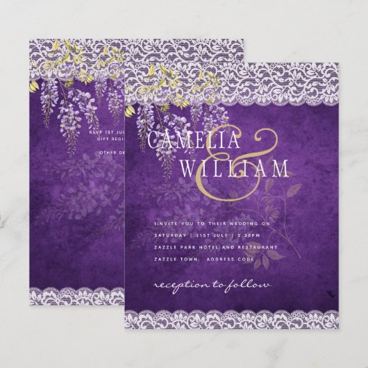 BUDGET Blauweregen Paarse Bloem Ranken Bruiloft UI (Voorkant / Achterkant)