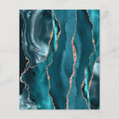 Budget Blauwgroen Agate Roos Gold Wedding Uitnodig (Achterkant)