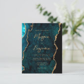 Budget Blauwgroen Agate Script QR-code bruiloft Ui (Staand voorkant)
