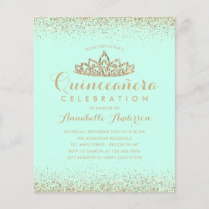 Budget Blauwgroen Aqua Gold Quinceañera Tiara Invi