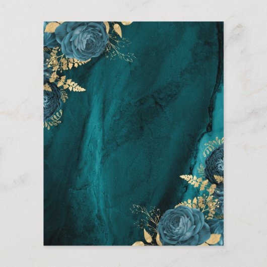 Budget Blauwgroen Blauw Goud Bloemen Huwelijksuitn (Achterkant)