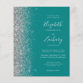 Budget Blauwgroen Blauw Zilver Glitter Bruiloft Ui (Voorkant)