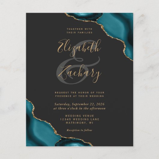 Budget Blauwgroen Blauwe Agaat Hoeken Dark Wedding (Voorkant)