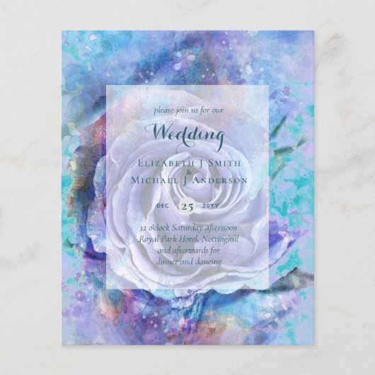 BUDGET Blauwgroen blauwe hades bruiloft uitnodigen (Voorkant)