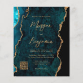 Budget Blauwgroen Blue Agate QR-code bruiloft Uitn (Voorkant)