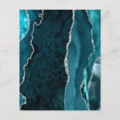 Budget Blauwgroen Blue Agate Silver Wedding Uitnod (Achterkant)