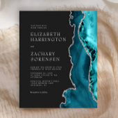 Budget Blauwgroen Blue Agate Silver Wedding Uitnod