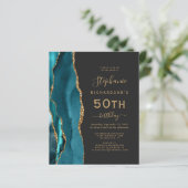 Budget Blauwgroen Blue Gold Agaat Dark 50th Birthd (Staand voorkant)