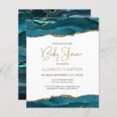Budget Blauwgroen Blue Gold Agate Baby shower Uitn (Voorkant / Achterkant)