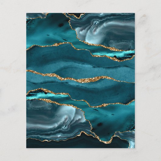 Budget Blauwgroen Blue Gold Agate Baby shower Uitn (Achterkant)