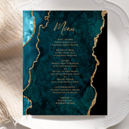 Budget Blauwgroen Blue Gold Agate Wedding Menu