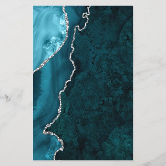 Budget Blauwgroen Blue Silver Agate bruiloft uitno (Achterkant)