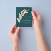 Budget blauwgroen boho pampas elegant bruiloft flyer (Hand)