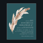 Budget blauwgroen boho pampas elegant bruiloft flyer<br><div class="desc">De natuurlijke botanische waterverven van pampasgras van de begroting en de uitnodiging van de manuscriptbruiloft met ruimte voor QR code. Modern op het collectie van trendontwerpen in de hedendaagse Trend terracotta,  blauwgroen,  zwarte en natuurlijke beige kleurweg.</div>